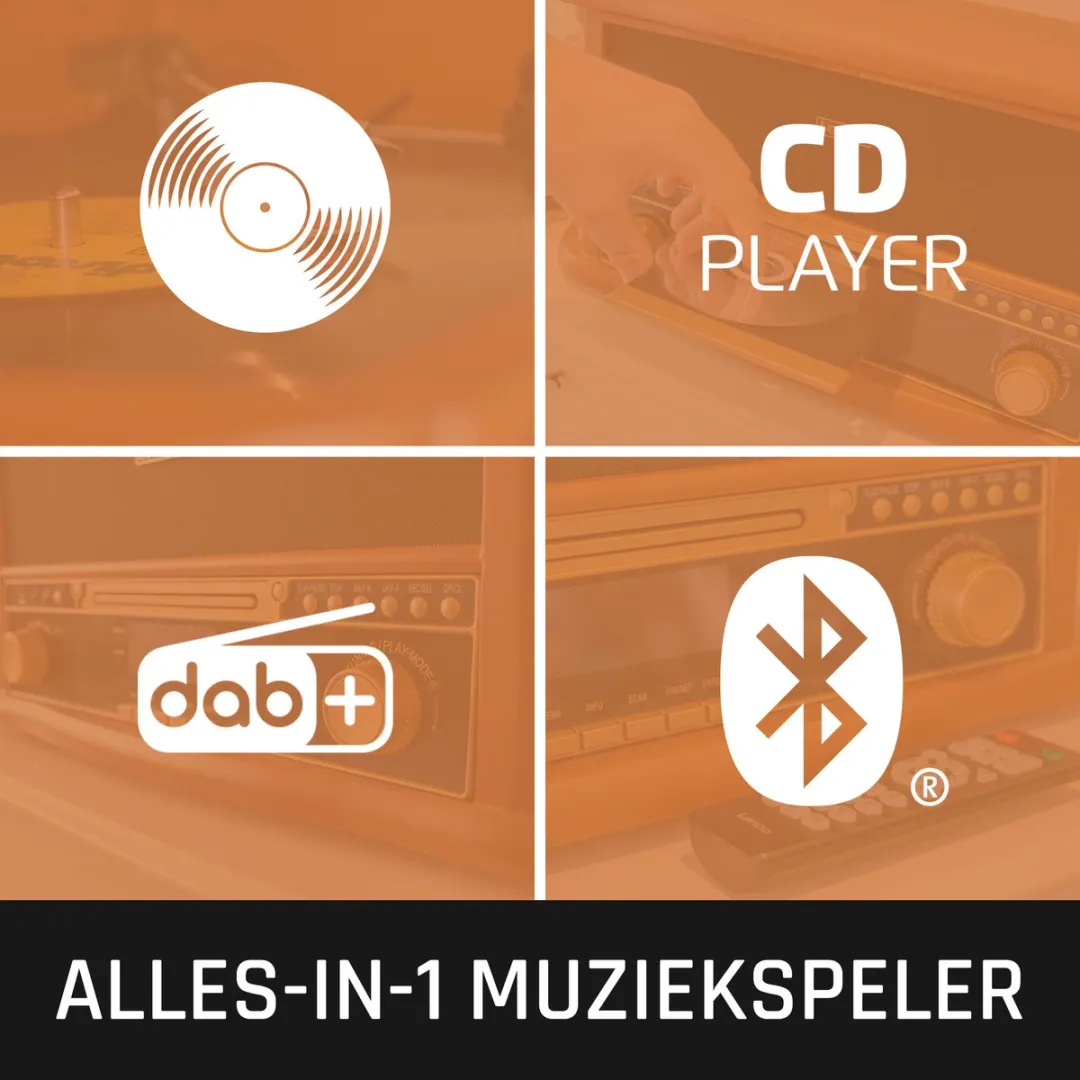 Lenco Classic Phono TCD-2571WD Platenspeler - Bluetooth - DAB Radio - Hout