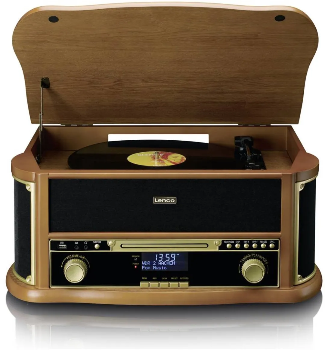 Lenco Classic Phono TCD-2571WD Platenspeler - Bluetooth - DAB Radio - Hout - afbeelding 6 van 6