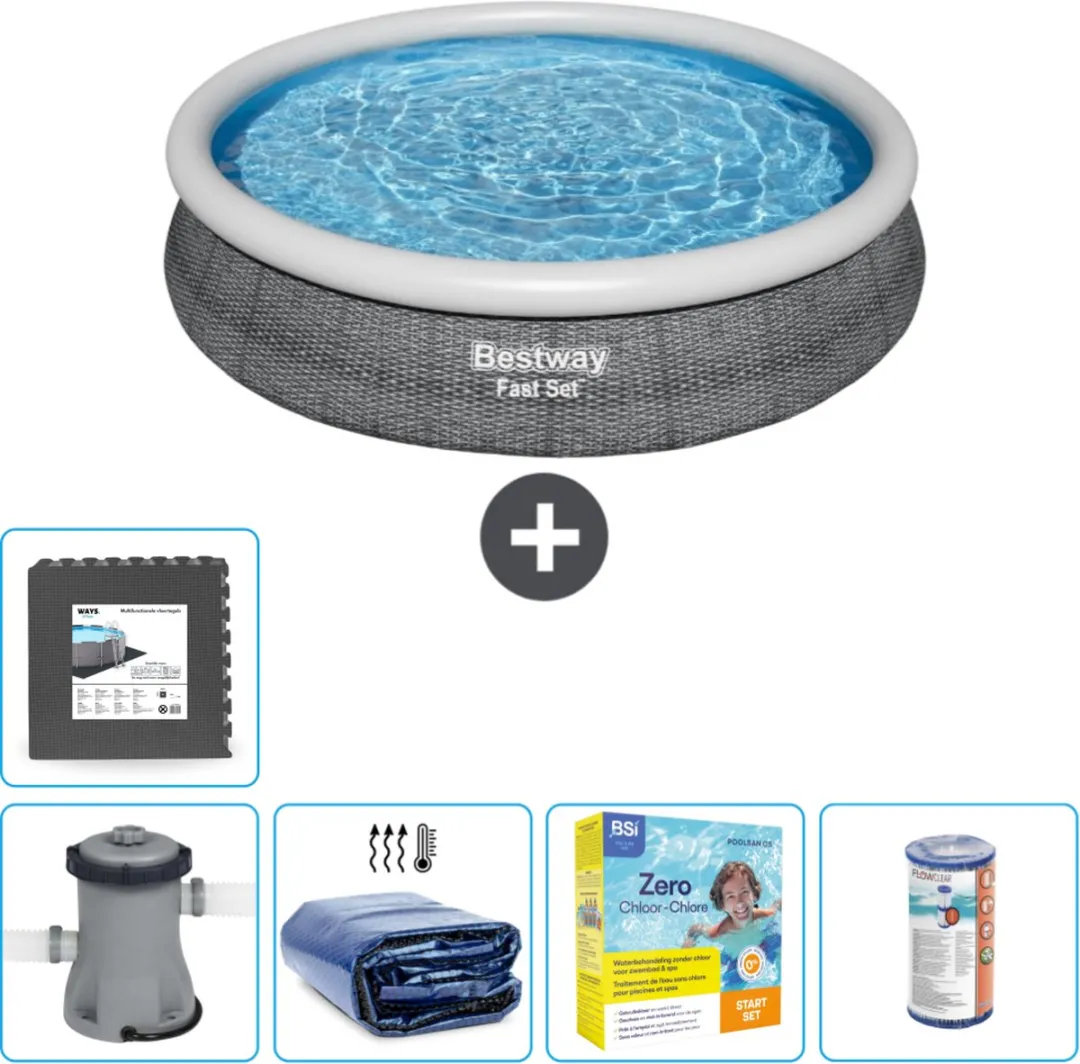 Bestway Fast Set Zwembad 366cm - 5377L - Grijs