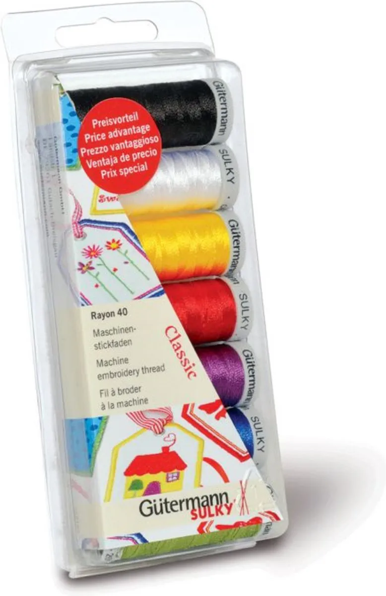 Gutermann Rayon Machineborduurgarenset 7x200m - 7 Kleuren - afbeelding 3 van 6