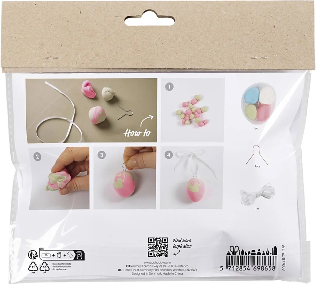 Creativ Company Mini Hobbyset Boetseren 2 Gemarmerde Eieren - Multicolor