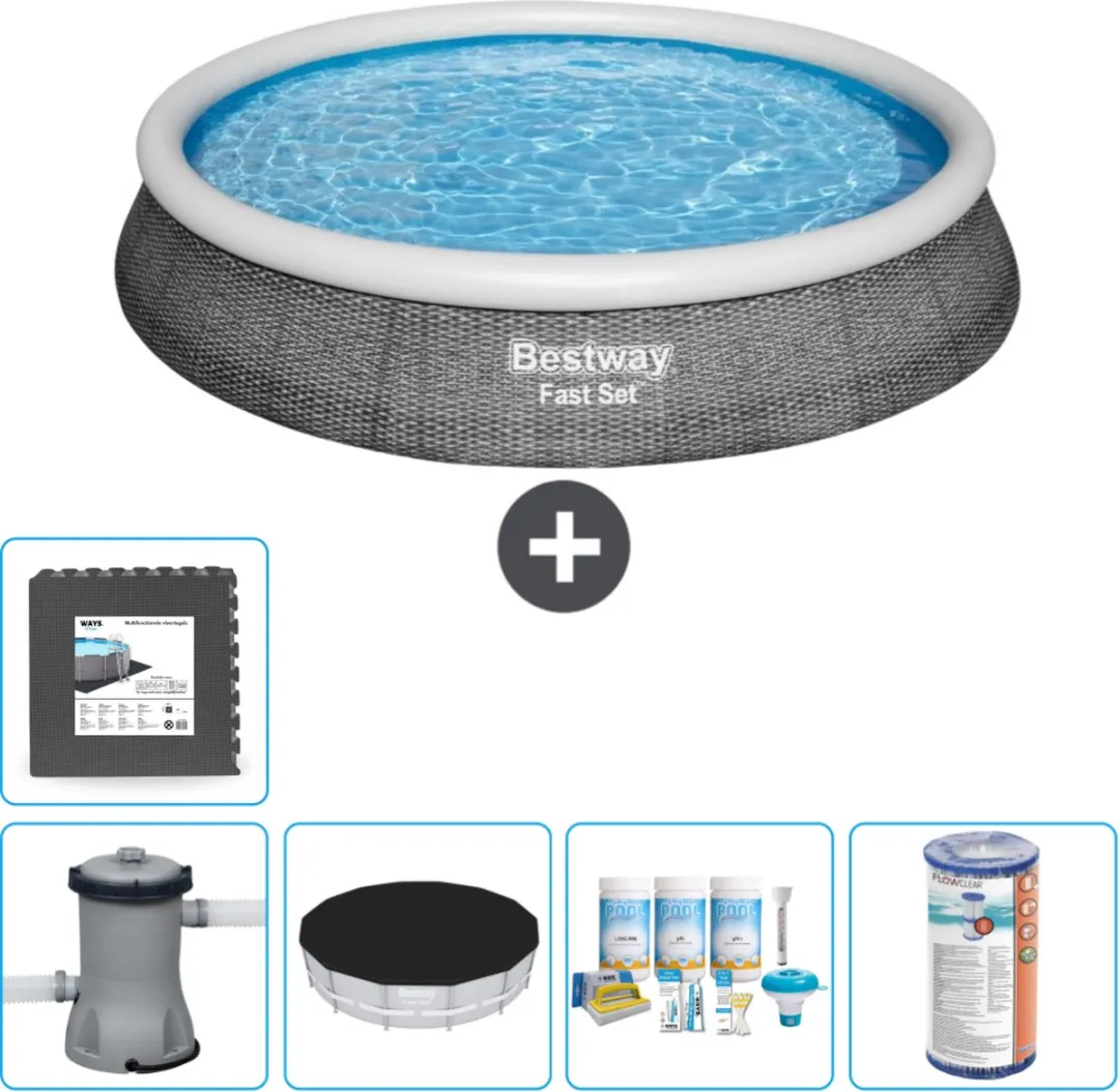 Bestway Fast Set Rond Zwembad 396x84cm - Grijs