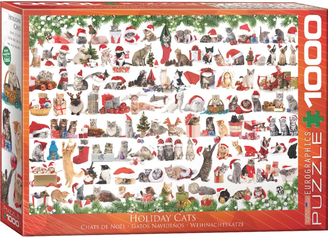 Eurographics Holiday Cats 1000 Stuks Puzzel - Meerdere kleuren