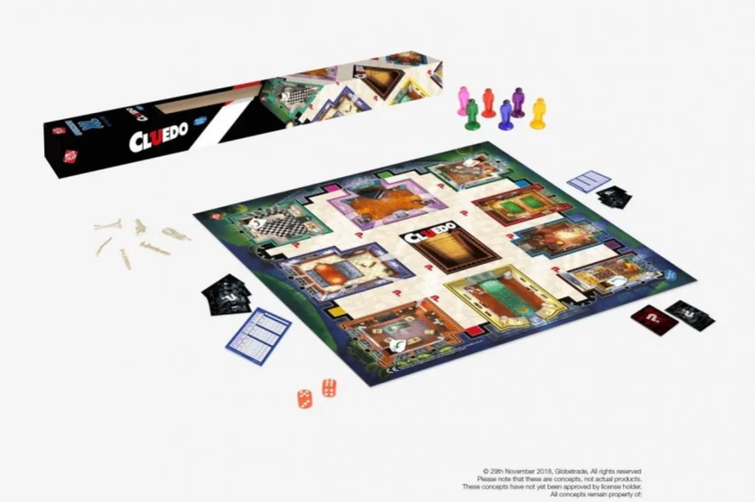 Jonotoys Speelmat Cluedo 61x61cm - 47-delig - Meerkleurig
