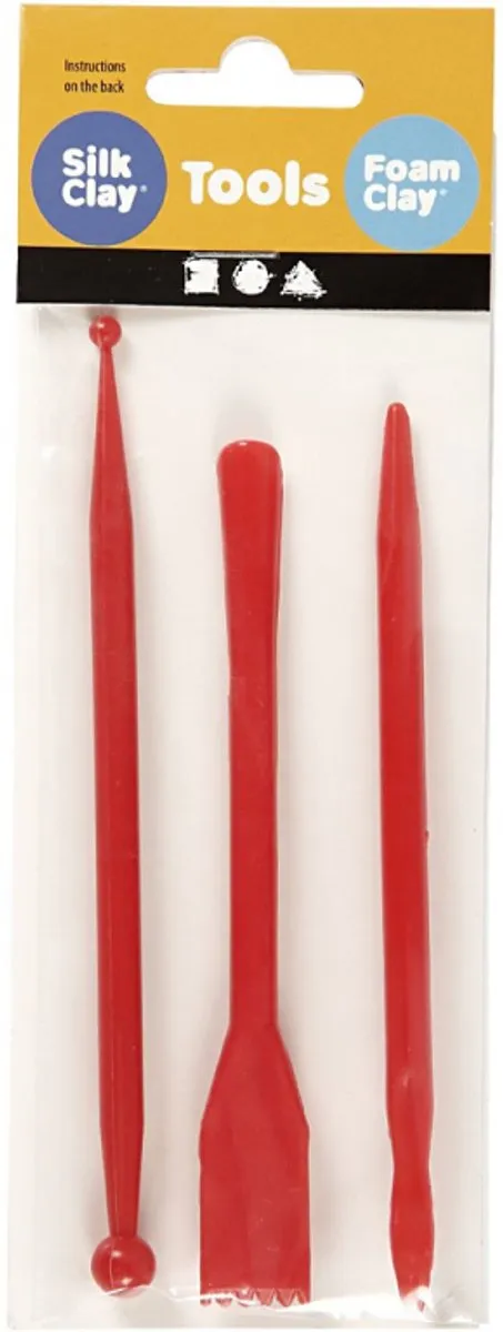 Creativ Company Boetseergereedschap - 14,5 cm - Rood - 3 Stuks