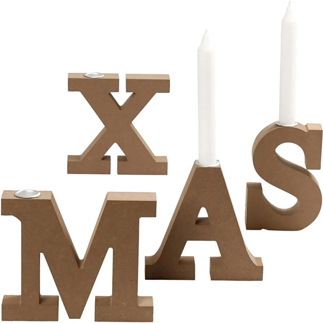 Creativ Company MDF Kandelaar X-MAS 17x14cm - Bruin