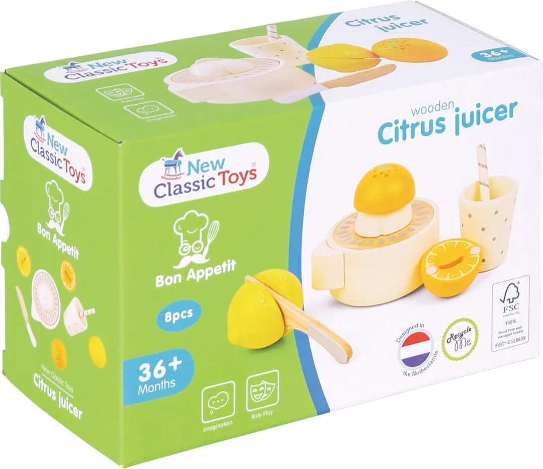 New Classic Toys Houten Citruspers Speelset - 3-delig