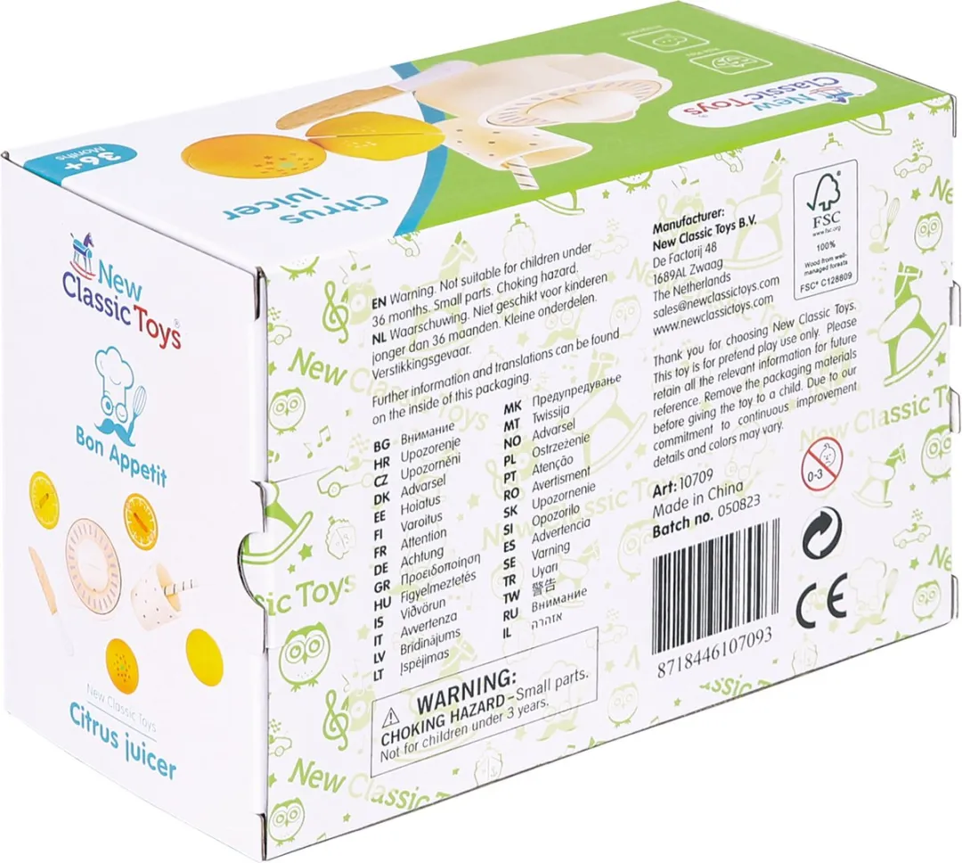 New Classic Toys Houten Citruspers Speelset - 3-delig
