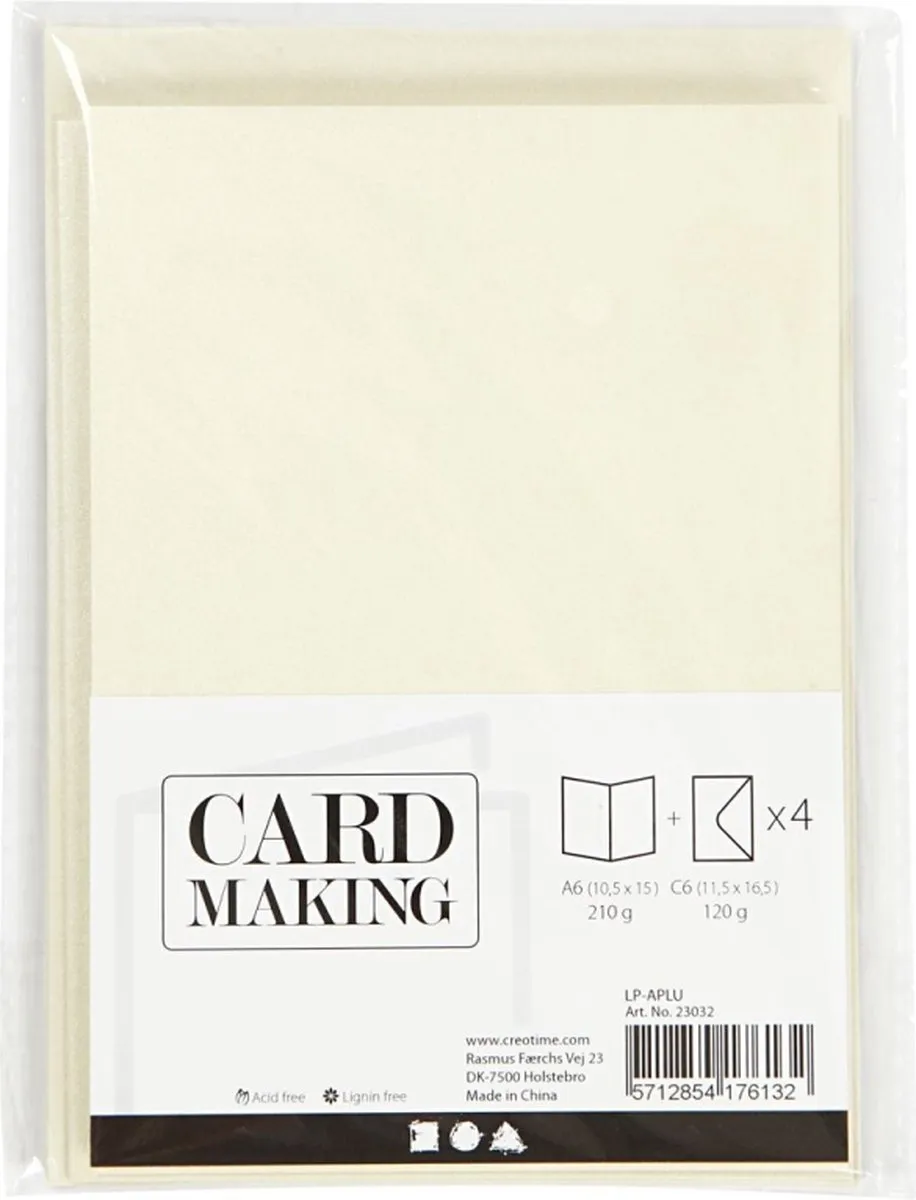 Creativ Company Parelmoer Kaarten & Enveloppen 10,5x15cm - 4 Stuks