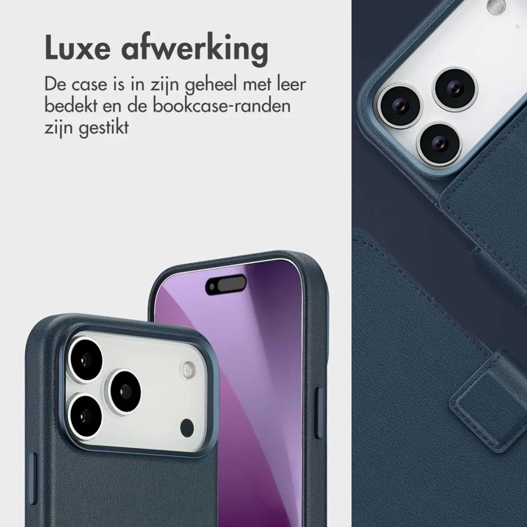 Accezz Hoesje iPhone 17 Pro Max - Leather Bookcase 2-in-1 Nightfall Blue