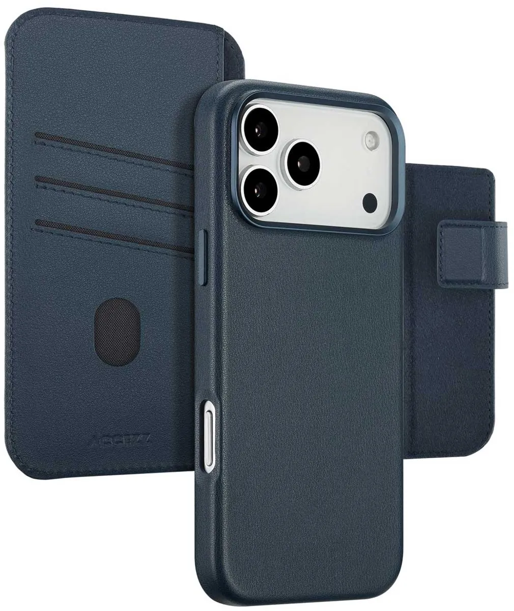 Accezz Hoesje iPhone 17 Pro Max - Leather Bookcase 2-in-1 Nightfall Blue
