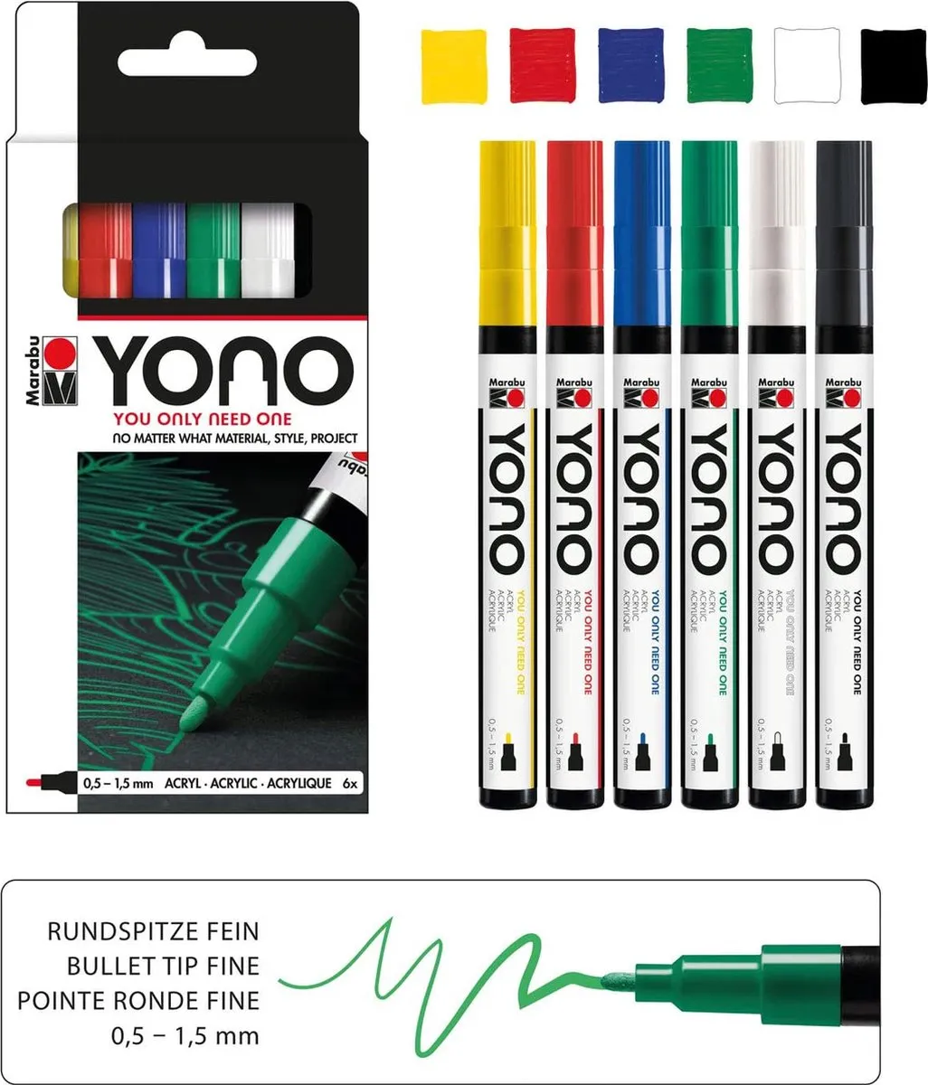 Marabu YONO Marker Set - 6 Kleuren 0.5-1.5mm - afbeelding 6 van 6