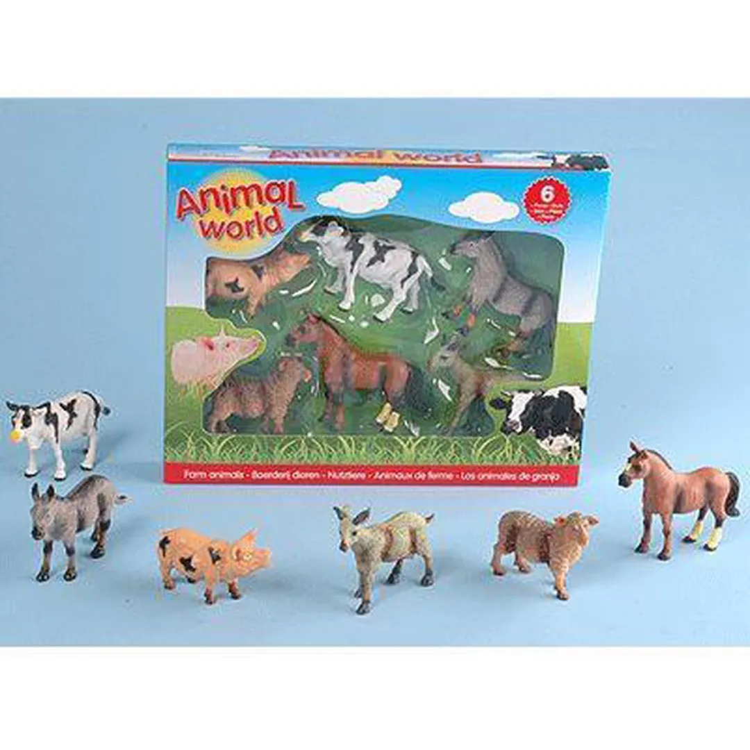Johntoy Plastic Boerderijdieren - 6 Stuks Assorti