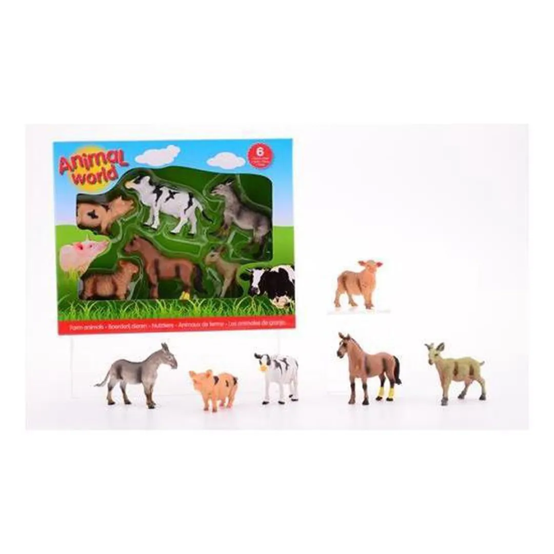 Johntoy Plastic Boerderijdieren - 6 Stuks Assorti