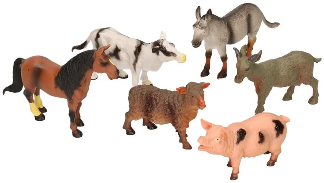 Johntoy Plastic Boerderijdieren - 6 Stuks Assorti
