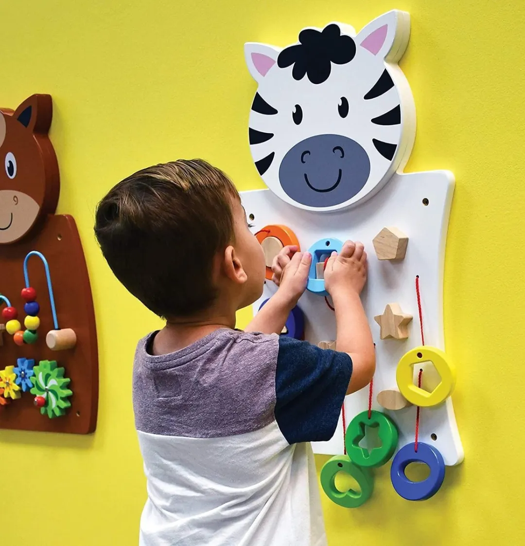 Viga Toys Wandspeelbord Zebra 36x55cm Wit