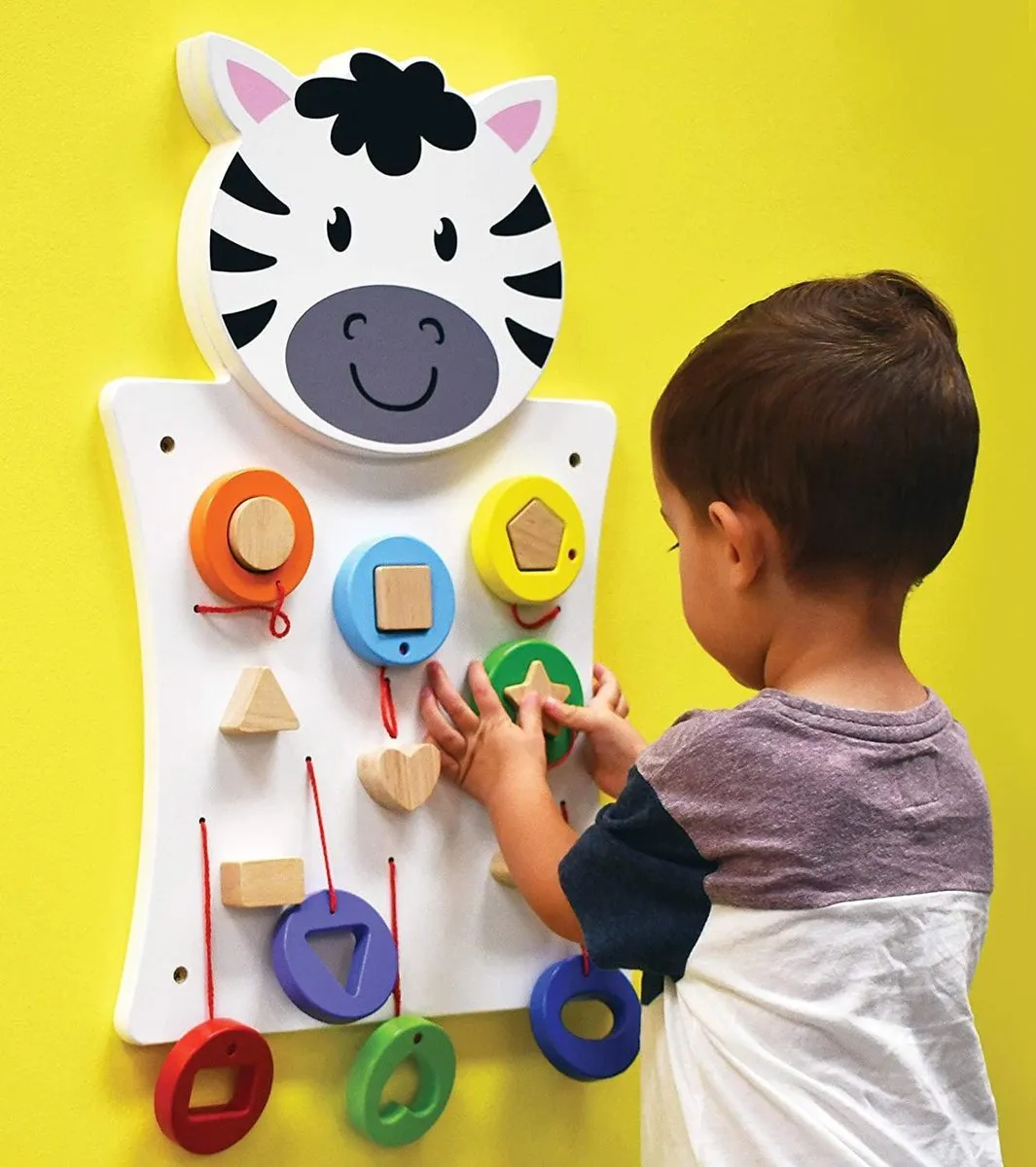 Viga Toys Wandspeelbord Zebra 36x55cm Wit