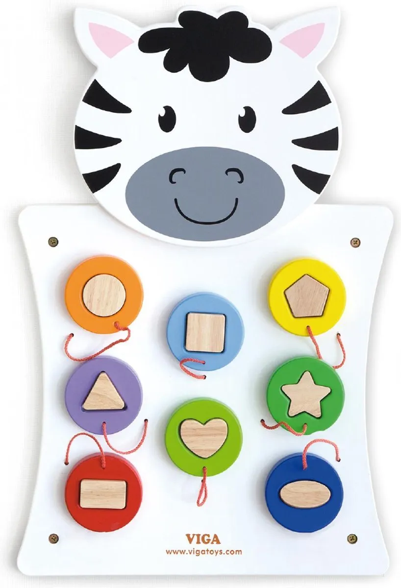 Viga Toys Wandspeelbord Zebra 36x55cm Wit