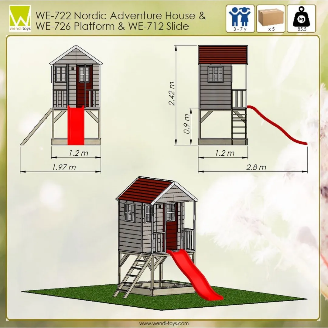 Wendi Toys WTM8 Houten Speelhuis - Rood/Bruin