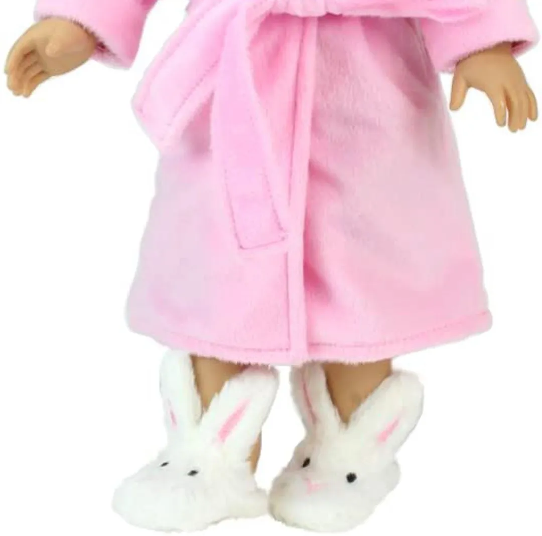 Sophia's by Teamson Kids Pluizig Konijn Pantoffels - Poppen Accessoires SSB-WH-UPC - Wit