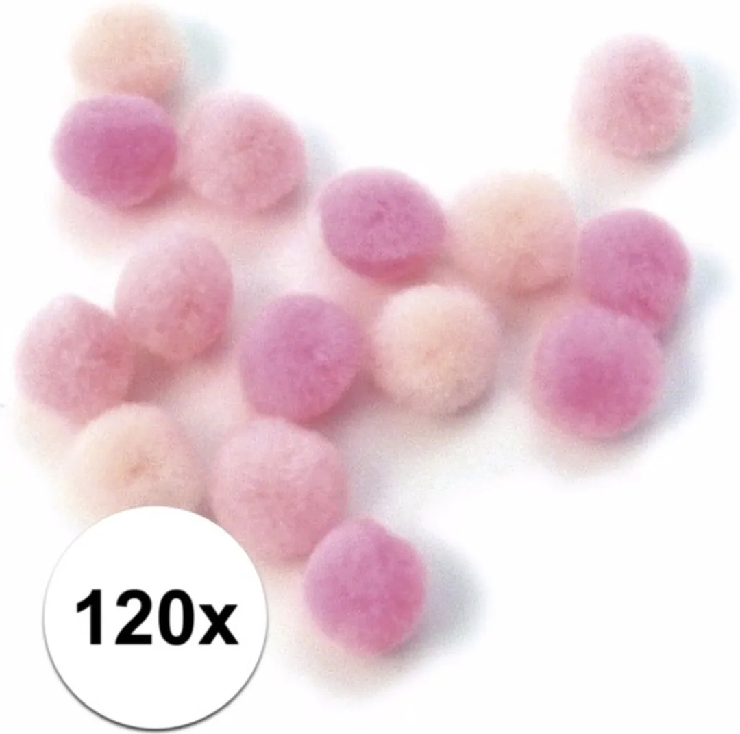 Rayher Knutsel Pompons Roze 15mm - 120 Stuks