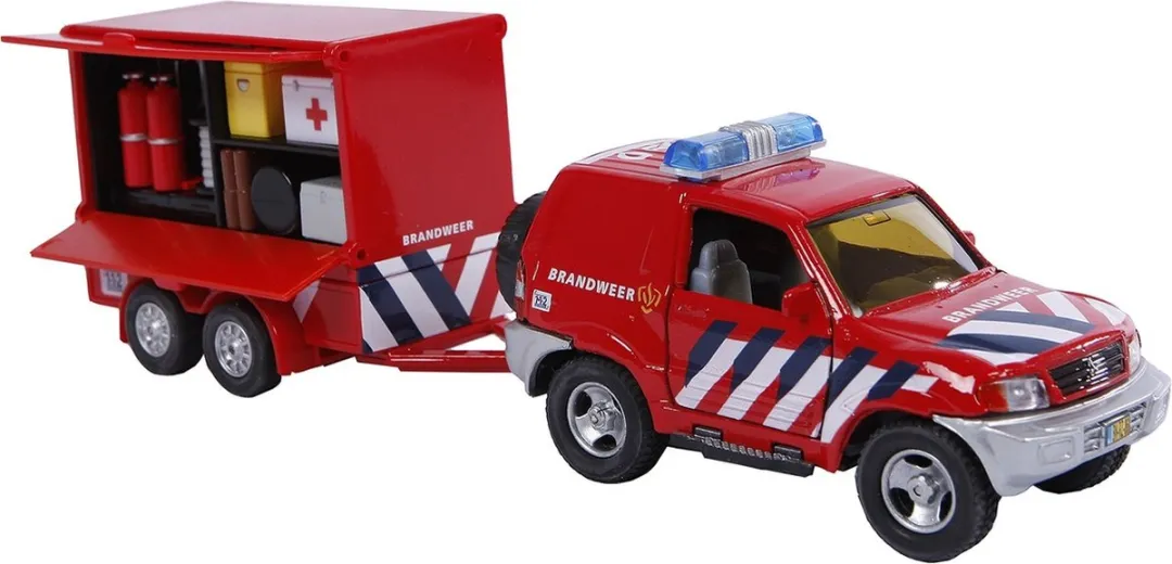 Kids GLOBE Brandweerwagen met Aanhanger Rood