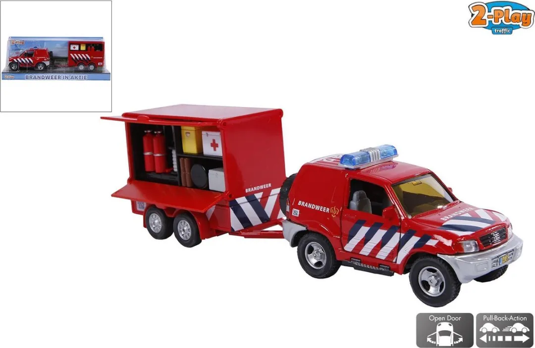 Kids GLOBE Brandweerwagen met Aanhanger Rood