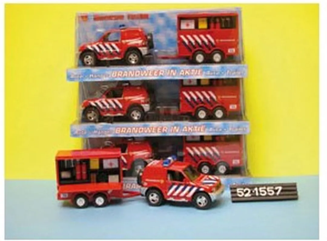 Kids GLOBE Brandweerwagen met Aanhanger Rood
