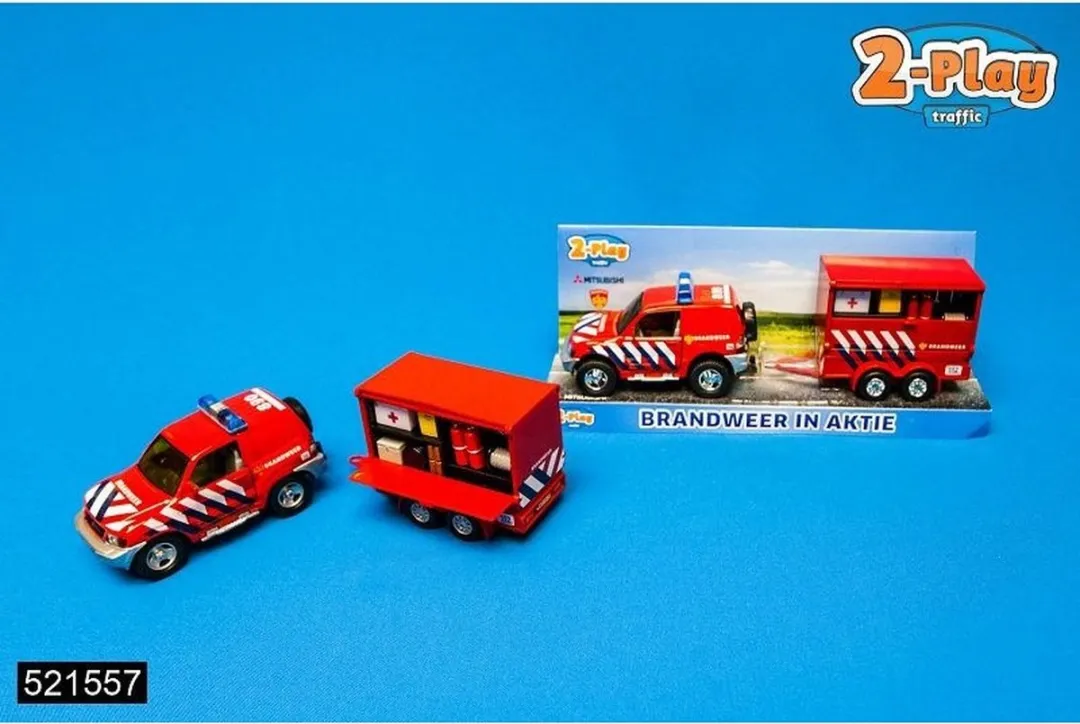 Kids GLOBE Brandweerwagen met Aanhanger Rood