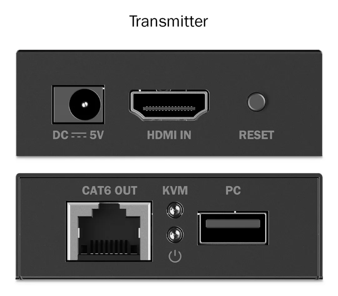 Digitus DS-55357 HDMI Extender - USB-A - RJ45 - Zwart