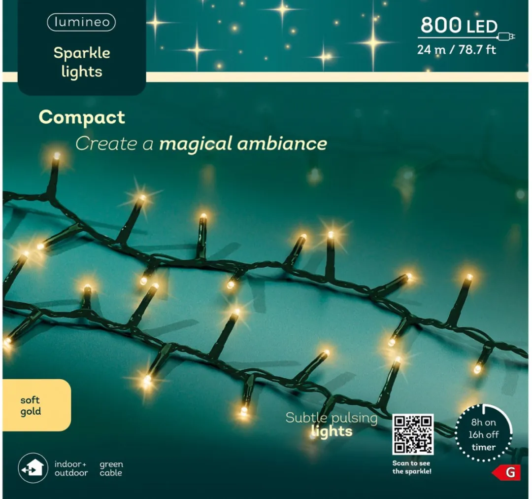 Lumineo LED Kerstverlichting Sprankeleffect 24m - Groen - Warm wit
