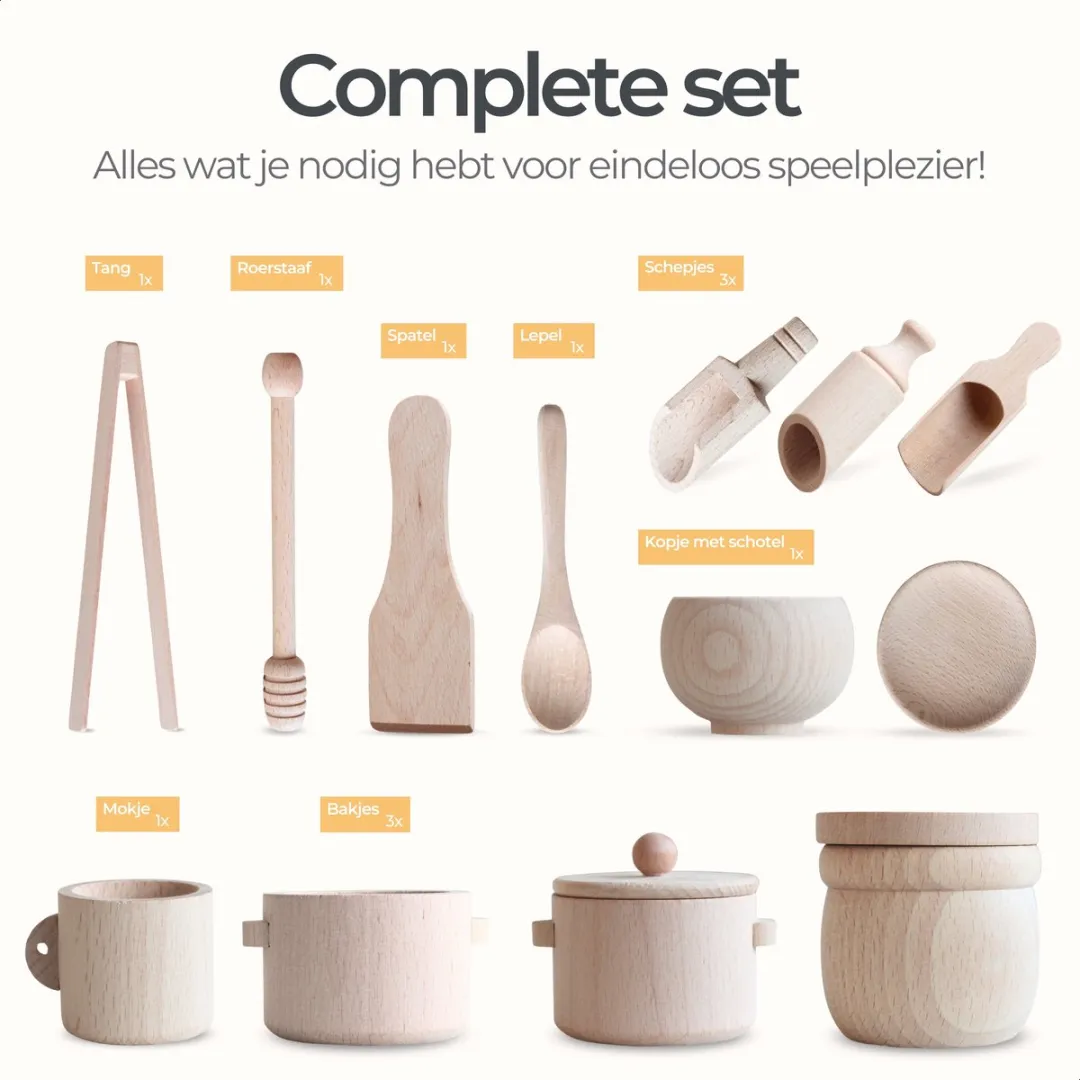 LiasToys Houten Sensory Bak 16-delig