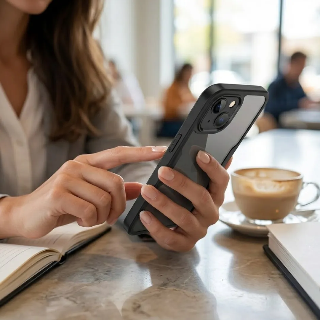 NUVEX iPhone 14/13 Telefoonhoesje - Zwart Transparant