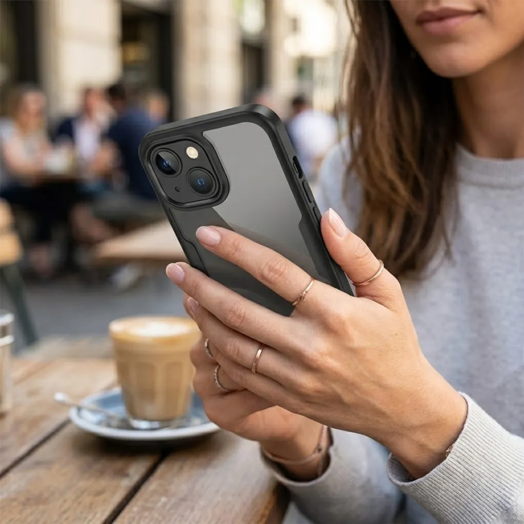 NUVEX iPhone 14/13 Telefoonhoesje - Zwart Transparant