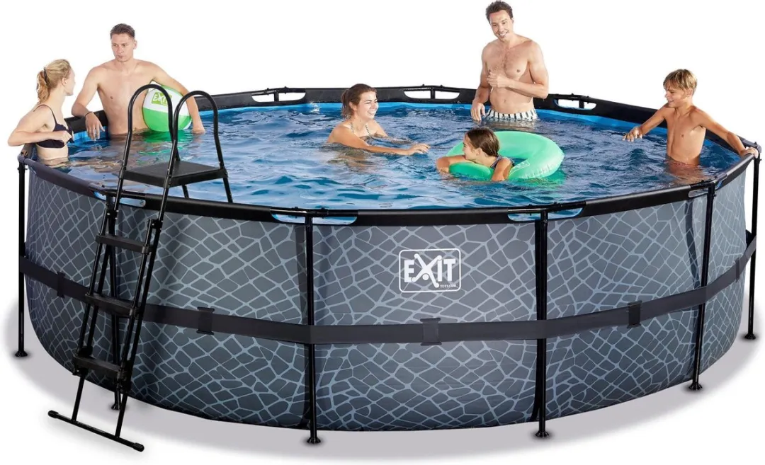 EXIT Stone Zwembad 488cm Grijs - 19.330L - Zandfilterpomp