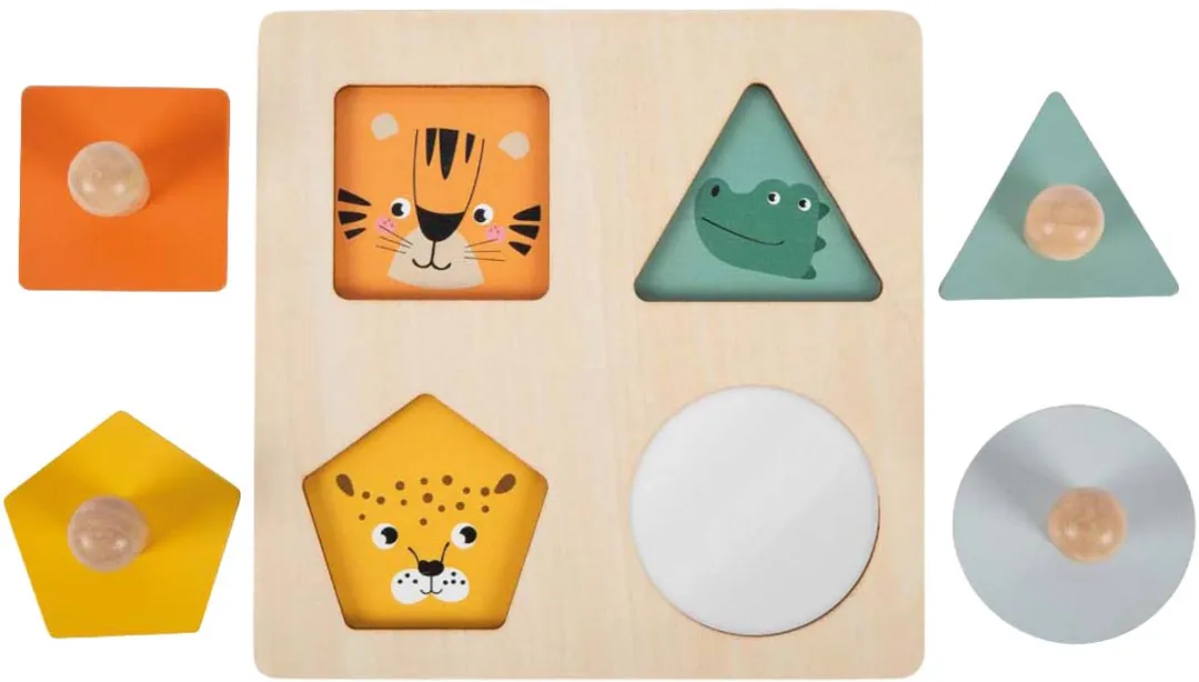 Small Foot Houten Montessori Vormenpuzzel 4-delig - Multi kleuren - afbeelding 2 van 6