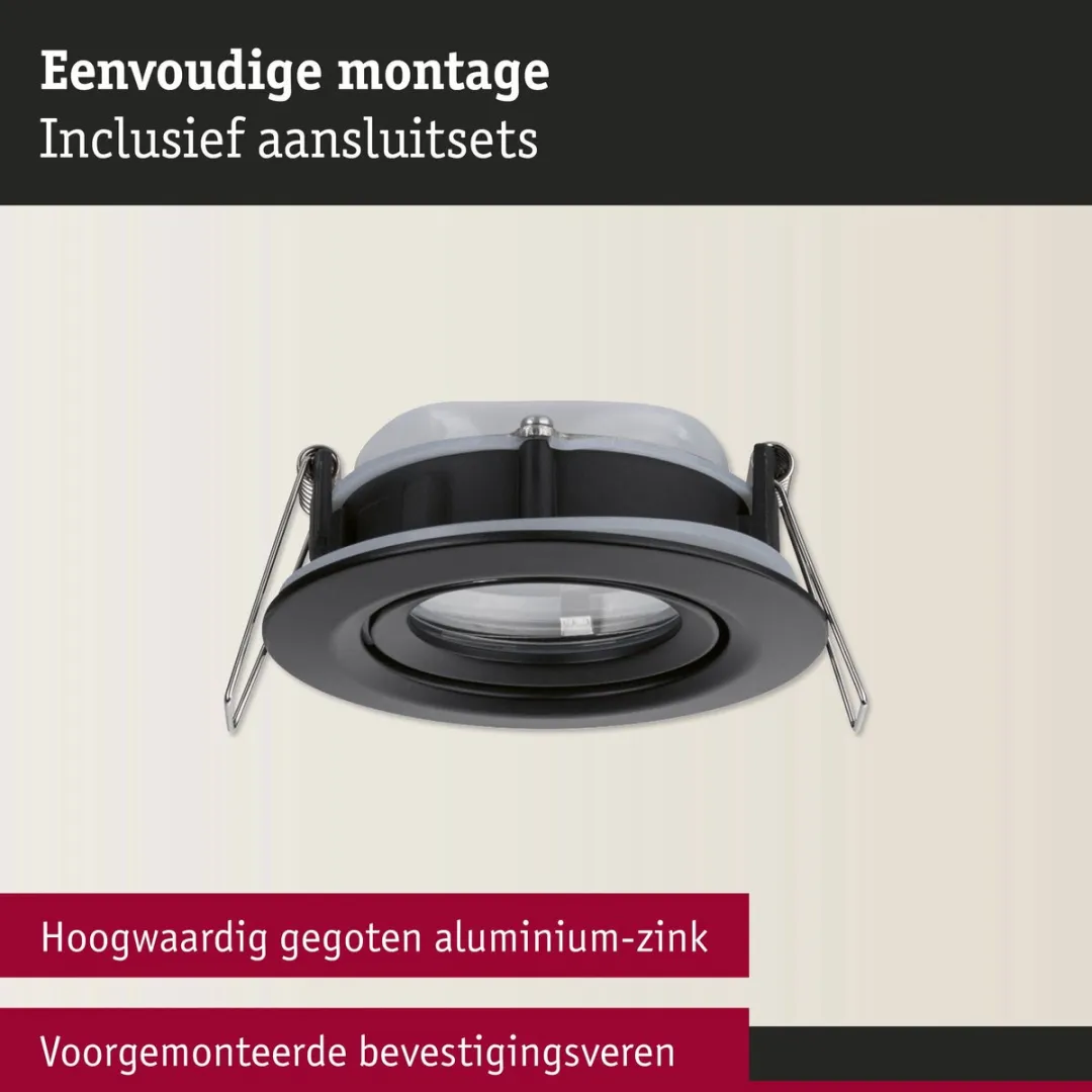 Paulmann Nova Plus Inbouwlamp 93mm Zwart mat - IP65 30° GU5.3/GU10