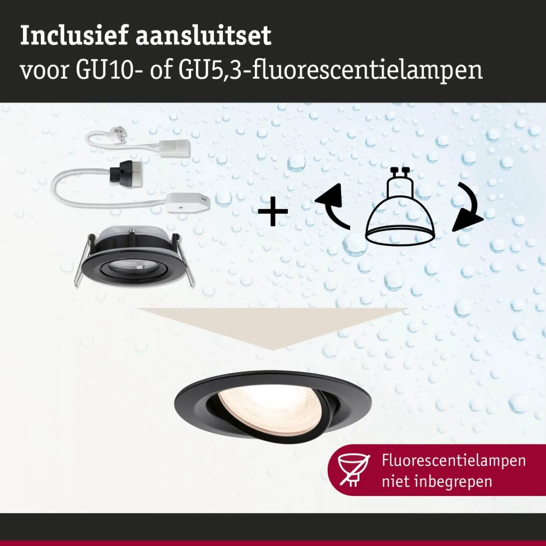 Paulmann Nova Plus Inbouwlamp 93mm Zwart mat - IP65 30° GU5.3/GU10