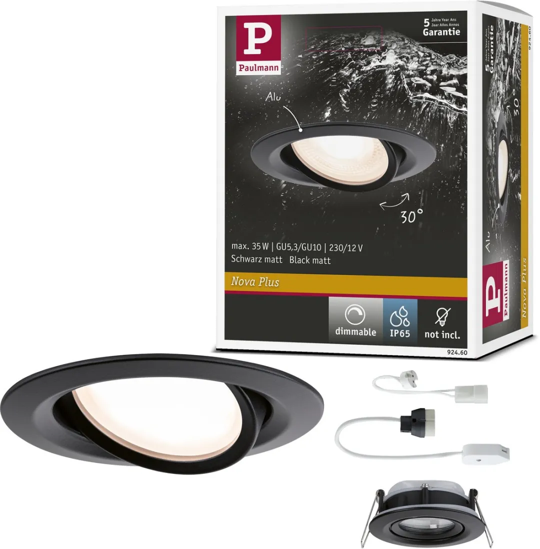 Paulmann Nova Plus Inbouwlamp 93mm Zwart mat - IP65 30° GU5.3/GU10
