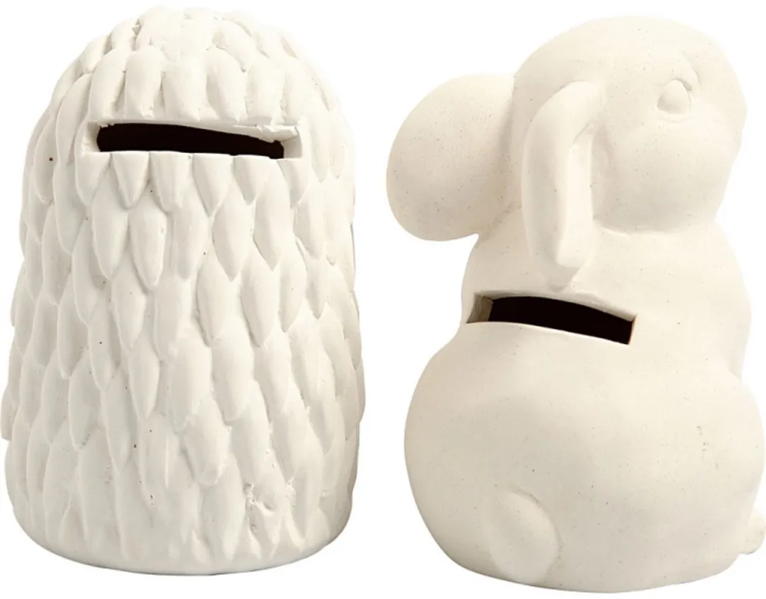 Creativ Company Spaarpotten Terracotta - Konijn & Egel 10cm - 2 Stuks