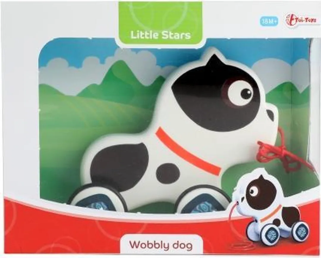 Toi-Toys Wiebel Hond Trek Figuur - Zwart/Wit