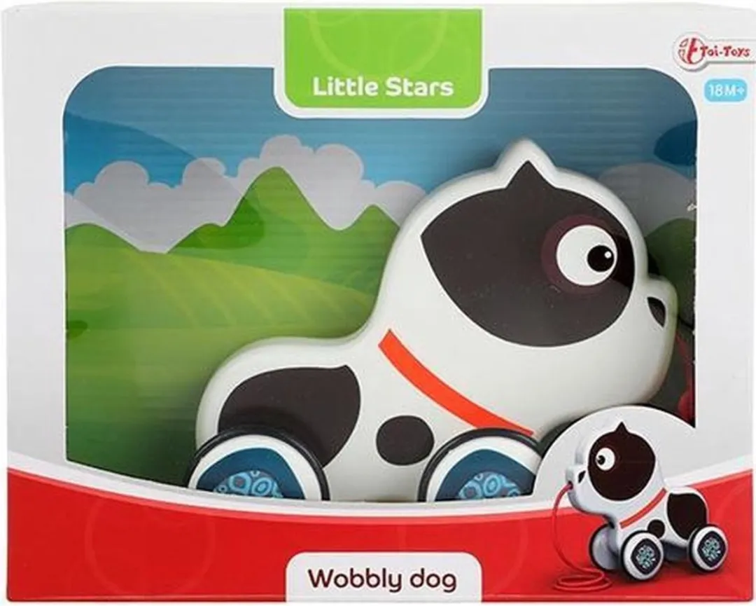 Toi-Toys Wiebel Hond Trek Figuur - Zwart/Wit