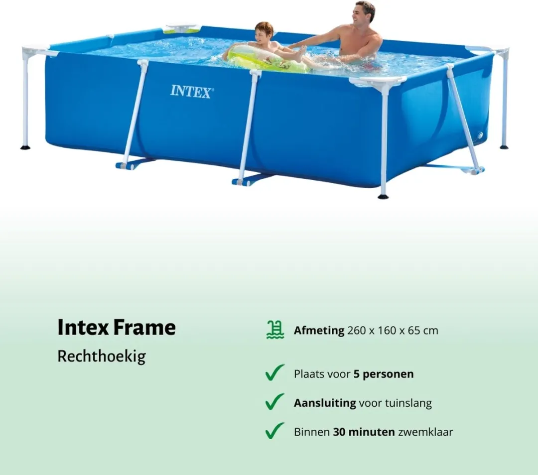 Intex Rechthoekig Frame Zwembad 260x160cm - Blauw - 2282L
