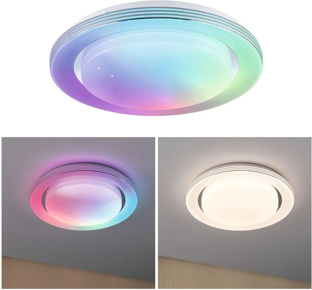Paulmann LED Plafondlamp Rainbow RGBW 1600lm - Chroom/Wit