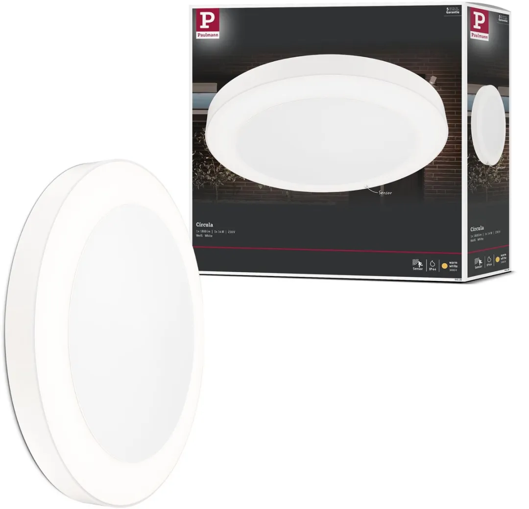 Paulmann LED Circula Plafondlamp Schemergestuurd IP44 32cm 14W 880lm - Wit