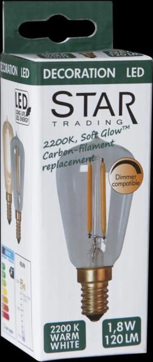 Star Trading Druppel-Edison Rookglas E14 1.9W - Dimbaar