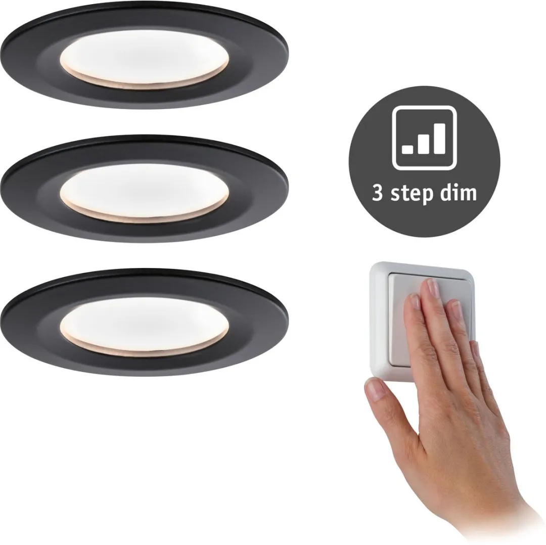 Paulmann Nova Coin Basisset LED-inbouwlamp 3x6W 470lm 2700K - Zwart mat