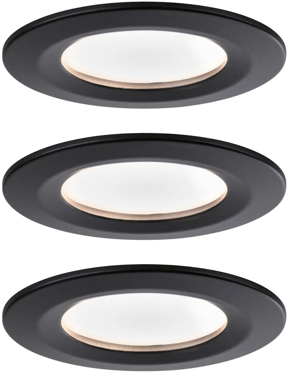 Paulmann Nova Coin Basisset LED-inbouwlamp 3x6W 470lm 2700K - Zwart mat