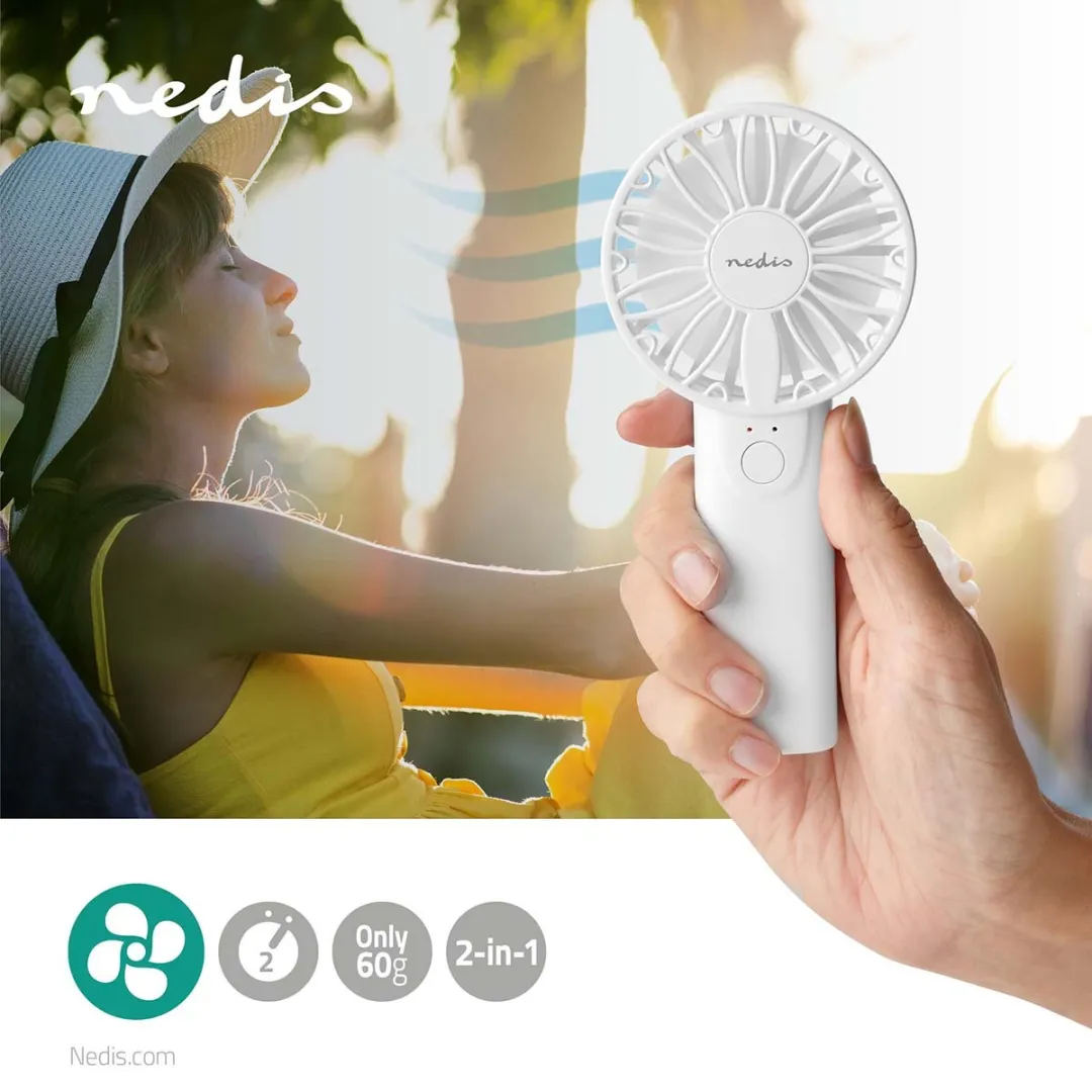 Nedis Hand Ventilator FNHH1WT - 2 Snelheden - Wit