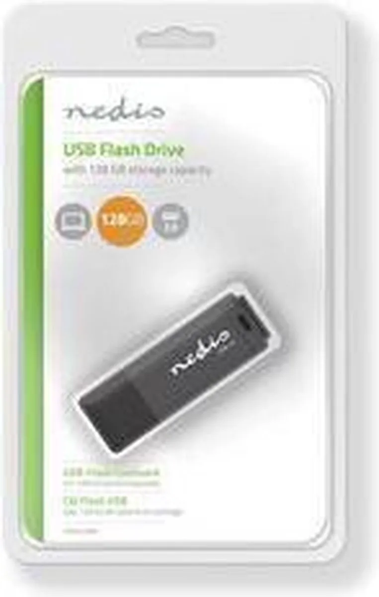Nedis FDRIU3128BK USB Flash Drive 128GB - Zwart